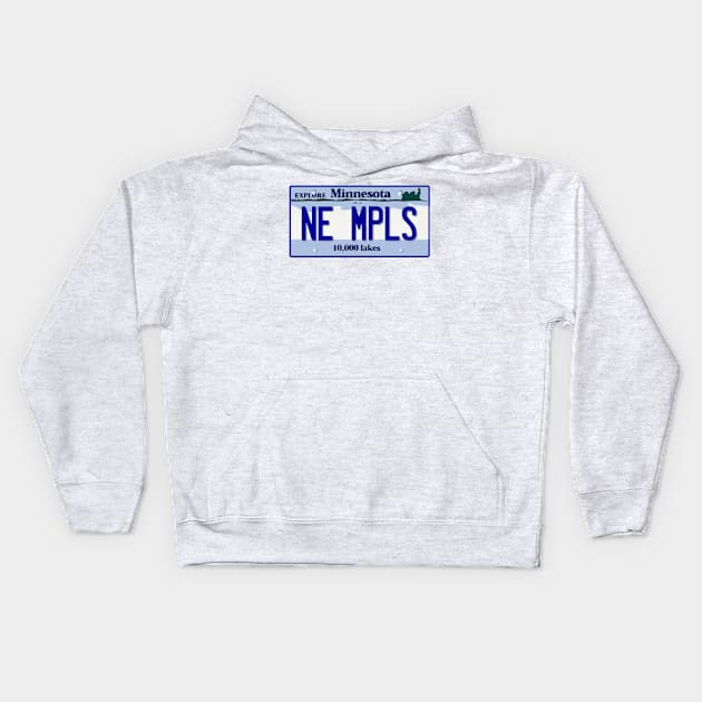 NE MPLS License Plate Kids Hoodie by zsonn